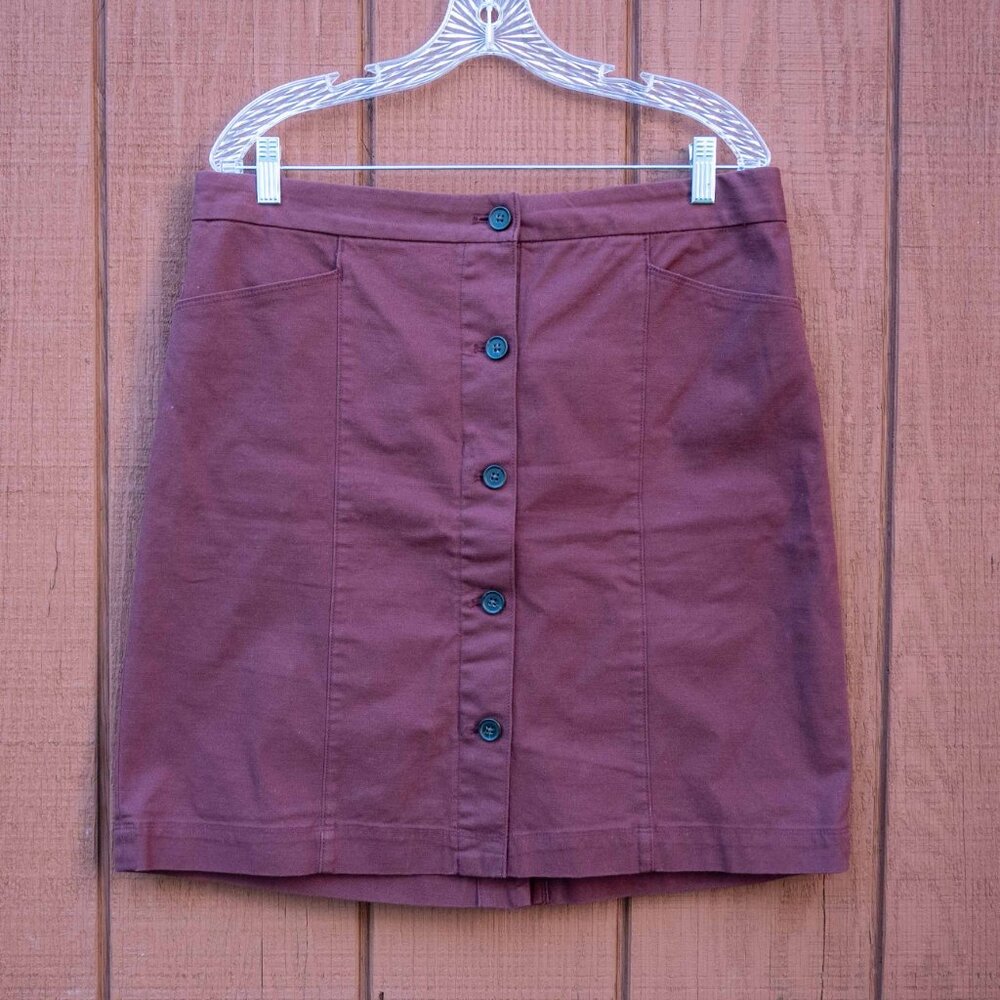 Duluth Trading Co. Workday Warrior Chino Skirt (Burgundy, Size 12)
